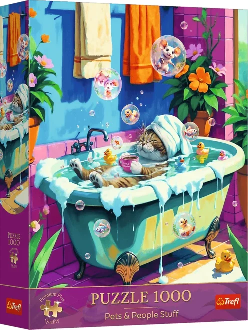 Puzzle Trefl 1000 dielikov Pets & People Stuff: Mačka vo vani