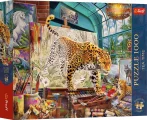 Puzzle Trefl 1000 dielikov Tea Time: Leopard v maliarskom štúdiu
