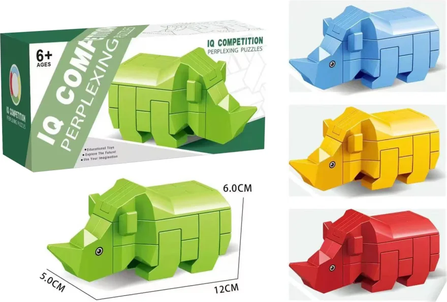 3D puzzle - hlavolam IQ Competition  Zvieratá: Nosorožec