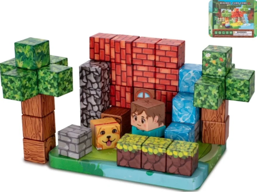 Magnetické kocky Magnet Cube Zone  Štýl Minecraft: Classic Forest 48 ks