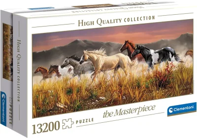 Panoramatické puzzle Clementoni 13200 dielikov Divoké kone - Hrmiace stádo