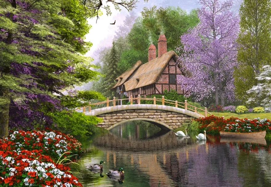 Castorland Puzzle Domček pri rieke 1000 dielikov