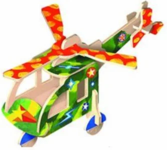 3D drevené puzzle ARTLOVER  Vrtuľník s farbami a obtlačkami
