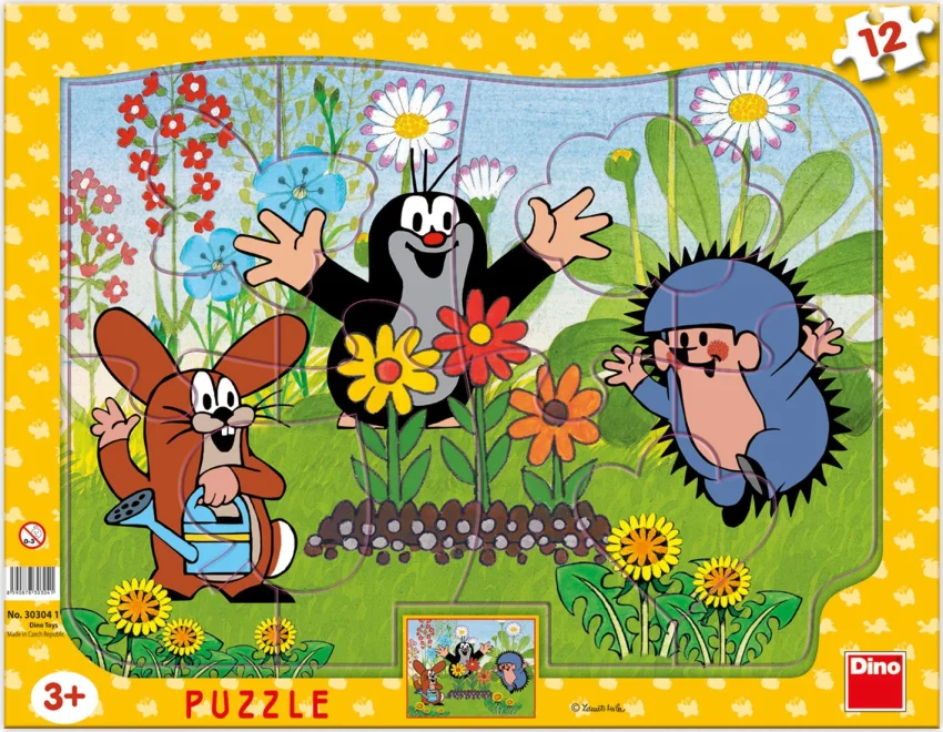 Dino Puzzle Krtko záhradníkom 12 dielikov