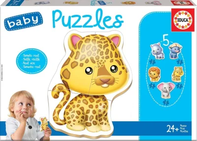Baby puzzle Divoká zvířátka 5v1 (3-5 dílků)