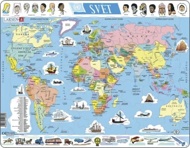 Doskové puzzle Larsen  Mapa sveta 107 dielikov