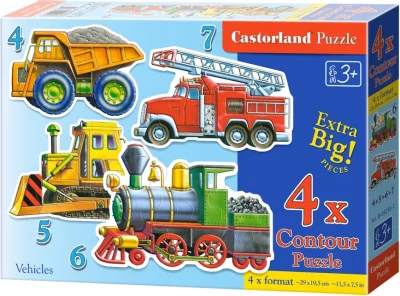 Baby puzzle Dopravní prostředky 4v1 (4,5,6,7 dílků)