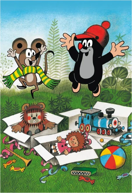 Dino Puzzle Krtko sa raduje, Krtko a autíčko 2x48 dielikov