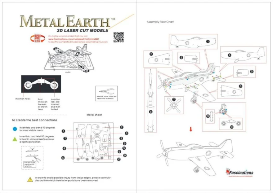 METAL EARTH 3D puzzle Lietadlo Mustang P-51