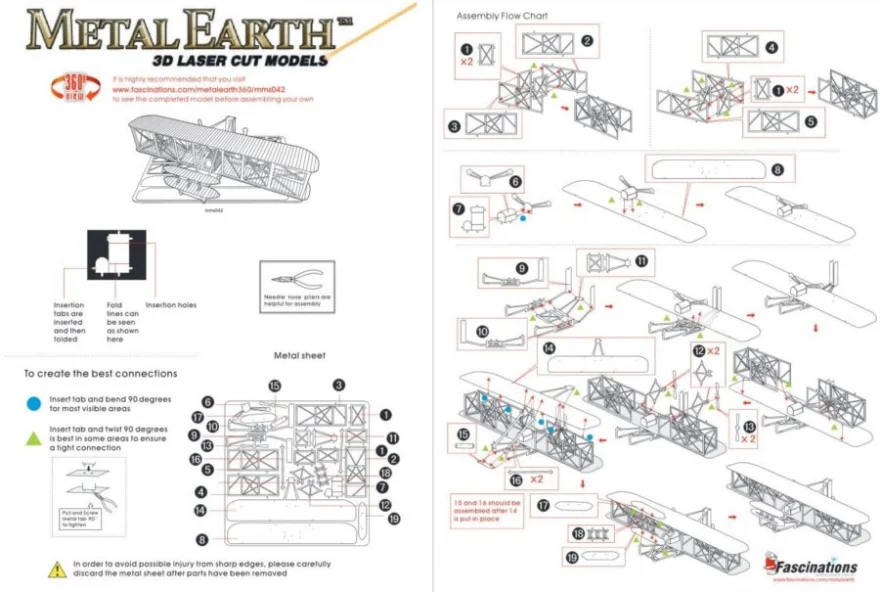 METAL EARTH 3D puzzle Lietadlo bratov Wrightovcov