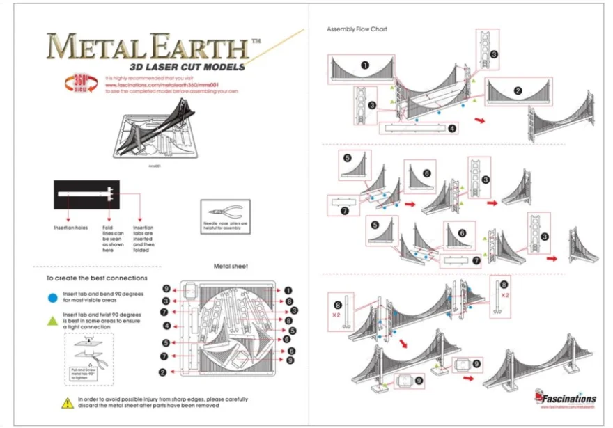 METAL EARTH 3D puzzle Most Golden Gate (zlatý)