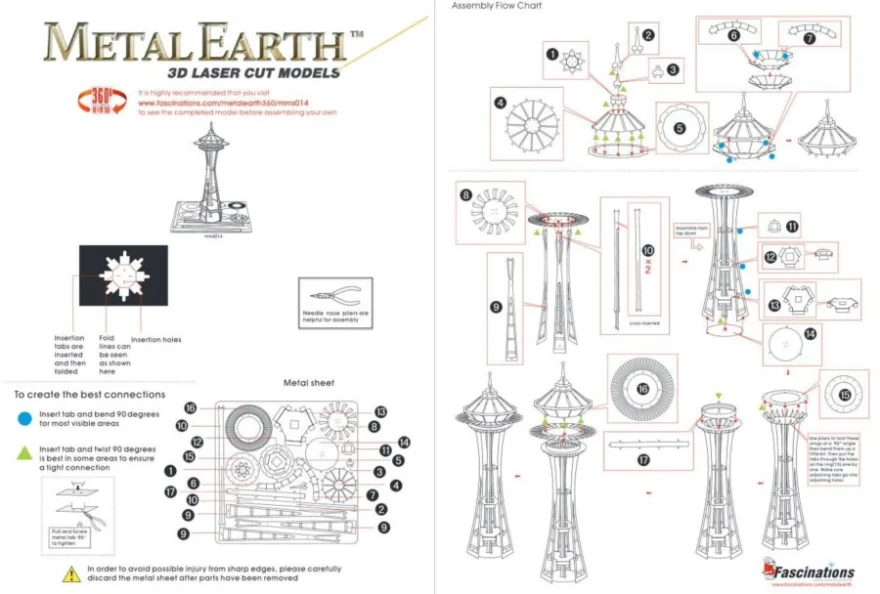 METAL EARTH 3D puzzle Space Needle v Seattli